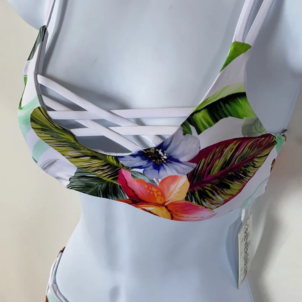 TiniBikini‎ Floral print + white Reversible, Size S